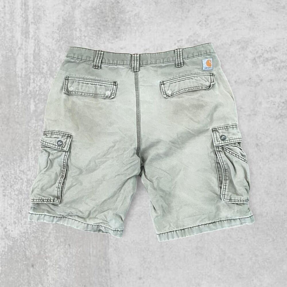 Carhartt Rugged Flex Cargo Shorts Distressed Tan Khaki Workwear Size 36